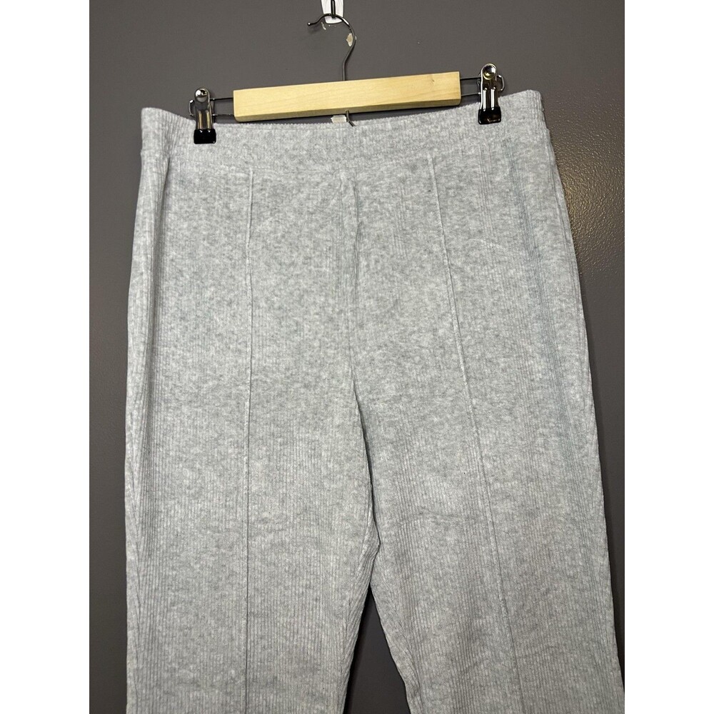 Aerie Pants Womens Large Gray Knit Wide Leg Lounge Sweatpants Elastic Waist